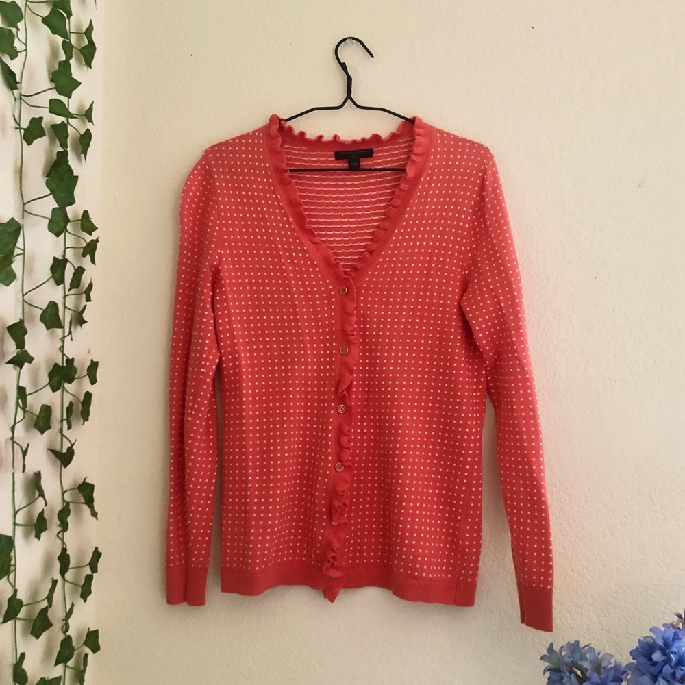 Banana Republic Red Cardigan Button-Down